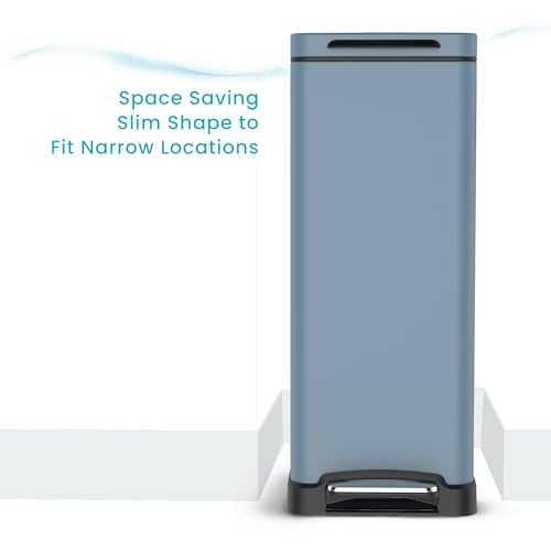 12 Gallon Slim Stainless Steel Kitchen Trash Can with Step Pedal