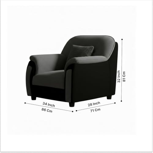 Image of Torque - Ruben 3+1+1 Seater Sofa Set for Bedroom Hall (Black) | Comfortable 5 Seater Fabric Sofa Set with 2 Cushions for Living Room Festival Gift | 1 Year Warranty
