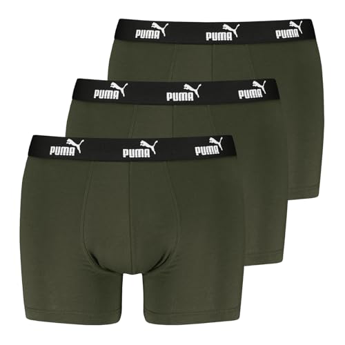 PUMA Herren Unterhosen Shorts Promo Boxer 3er Pack, Farbe:Oliv, Größe:L, Artikel:-004 Army Green