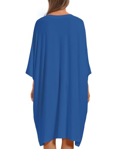 Image of KFUBUO Plus Size Nightgowns for Women Oversized Sleep Tshirts Dress Short Sleeves Sleepwear With Pocket Fit S-5XL