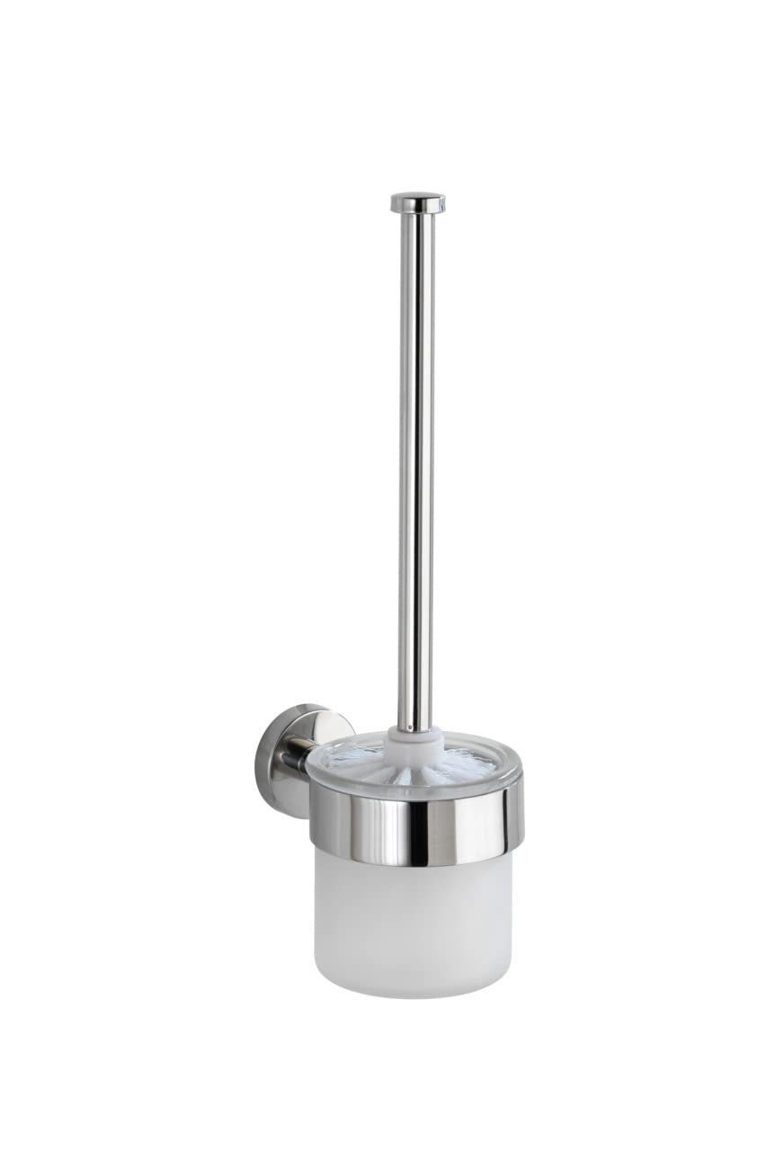 Wenko Bosio Shine Escobillero Mural, Acero Inoxidable, Plata Brillante, 14x10x35 cm