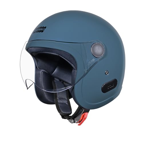 Image of Studds Jet Open Face ISI Certified Helmet with Chopper Visor Shark Skin Blue - M