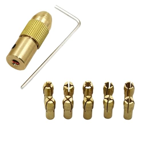 Portabrocas Mini mandril de latón for Motor eléctrico, broca con eje, adaptador de portabrocas, adaptador de broca sin llave de liberación rápida, 7 Uds./12 Uds. Accesorios para Herramienta Rotativa(T