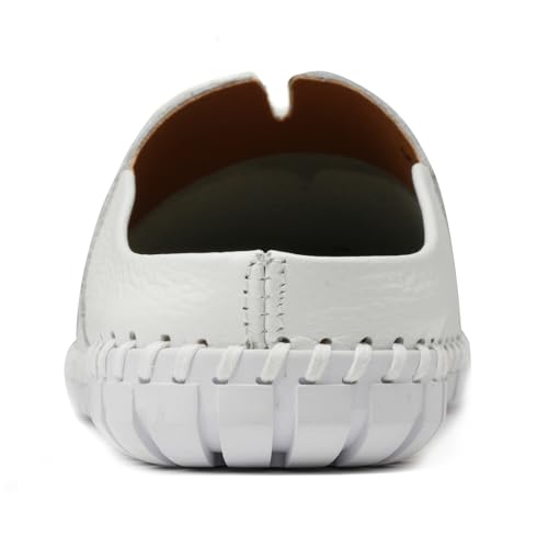 Image of Men's Slip-On Loafers Mules Clog Handmade Leather Slippers Hand Stitched no-Heel Casual Shoes for Men Breathable Comfortable Soft