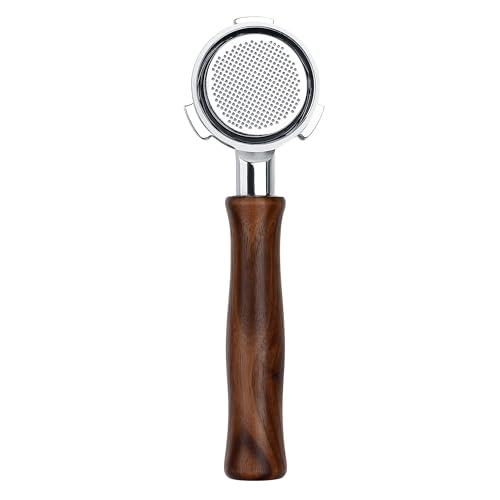 Image of Normcore 51mm 3 Ears Naked Portafilter for DeLonghi Dedica, SMEG EUPA Machines, Bottomless Espresso Portafilter with 18g Basket, Genuine American Walnut Handle