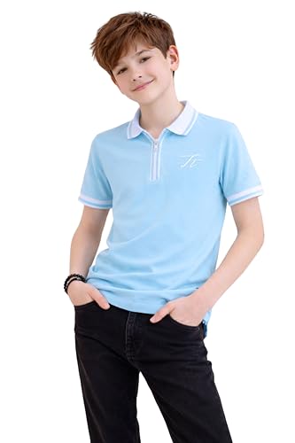 Image of TotzTouch Boys Premium Polo Collar Tshirt Combo with Zipper Closure Color White & Black Age 6 Years to 15 Years