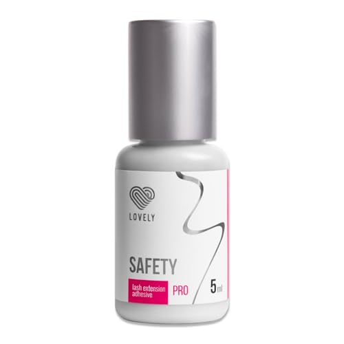 pegamento para pestañas LOVELY SAFETY (5ml, color: NEGRO) pegamento lento, tiempo de secado: 4 segundos, adherencia de 4-5 semanas, para extensiones de pestañas profesionales, ideal para formación.