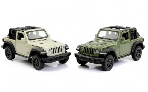 D-Power Diecast Jeep Rubicon 2021 1:36 Scale Model Car Assorted Colors Green/White 1 Piece Pull Back Action Collectible SUV Toy