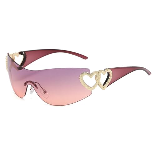 Lunettes de soleil sans monture pour femmes style punk oversize à verre dégradé une pièce