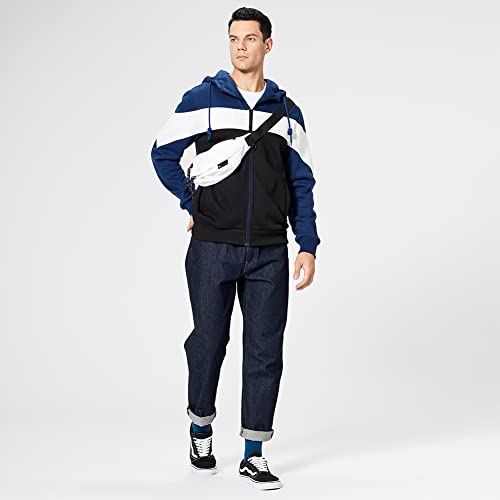 Caluomatt Mens Warm Athletic Hoodies Sport Sweatshirt Splic Color Coat Jacket Black M #TOP1