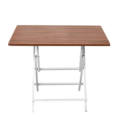 Image of Faburaa Compact Foldable 2 Seater Dining Table | Strong CRC Steel Frame | Easy Fold & Store Design | 30x18 Inch | Light Brown