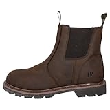 JACK PYKE Shires Mens Safety Dealer Boots – Oiled Leather Slip-On Chelsea Boots with Elastic Sides, Oil Resistant Sole and Double Pull Tabs for Country or Outdoor Use - Brown, Size 10 UK