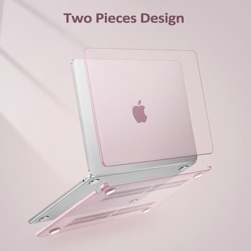 Image of MOSISO Compatible with MacBook Air 13 inch Case M5 2026 M4 2025 M3 M2 2024-2022 A3449 A3240 A3113 A2681,Hard Shell&Keyboard Cover&Screen Film&Pouch for MacBook Air 13.6 inch Case, Rose Pink