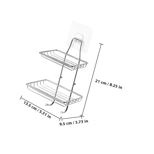 CHICAMPERA 2個 ステンレス製壁掛けソープホルダー 無接着式 水切りトレイ付き キッチン シャワー用 多機能収納ラック フック付きで鹸や洗剤整