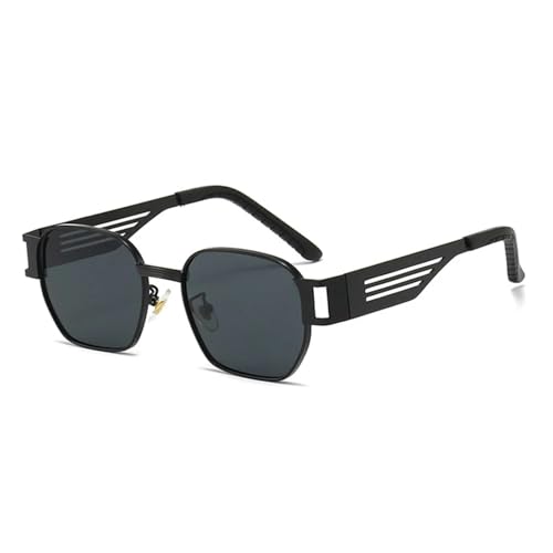 Lunettes de soleil métal punk rétro verres UV400 larges branches creuses mixtes