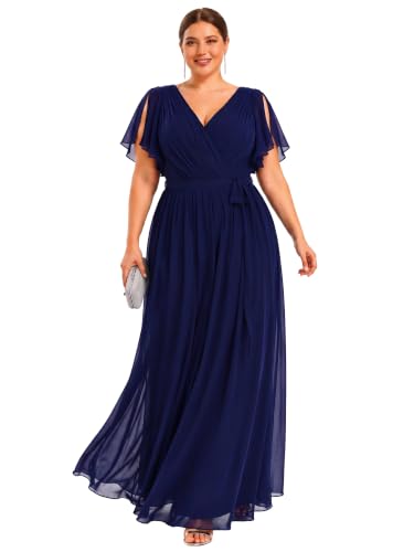 Image of Ever-Pretty Plus Women's Chiffon Maxi Plus Size Formal Bridesmaid Dresses