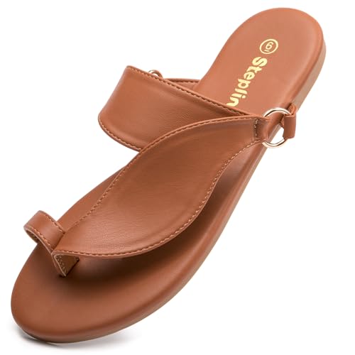 Women's Toe Loop Slide Sandals - Comfortable Slip-On Summer Flats, Lightweight and Stylish for Beach, Travel, and Daily Wear