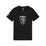 PUMA Kid's Scuderia Ferrari Race Graphic Tee, Tonal Big Shield Black SS25, Small
