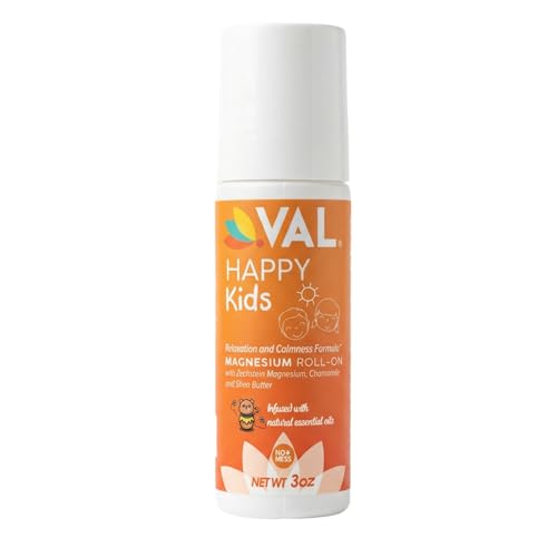 VAL Magnesium Roll-On for Kids | Gentle Zechstein Magnesium Chloride | Relaxation for Daytime & Bedtime | Calm & Mood Support | with Chamomile Shea Butter & Essential Oils | USA Made | 3oz