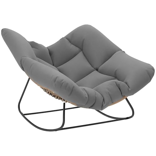 Outsunny Fauteuil à Bascule Papasan, Fauteuil à Bascule Intérieur Extérieur en Résine...
