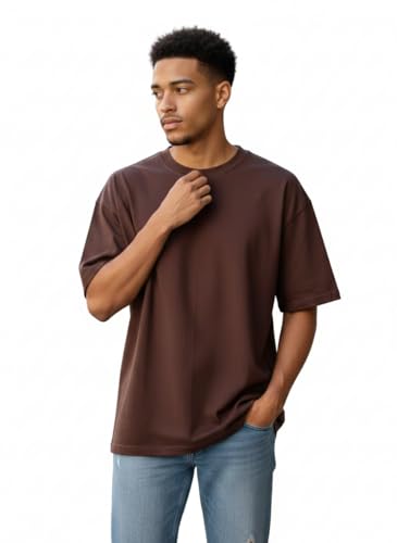 Image of Besick Oversized Plain Cotton Drop Shoulder Baggy fit Tshirt for Men