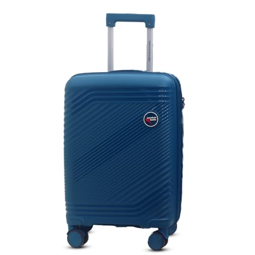 Image of AMERICAN TRAVELLER Tourisalined Trolley Bag| Polypropylene Hard Shell Luggage | Waterproof & Expandable Suitcase for Travel | 8 Smooth Spinner Wheels | Durable Travel Trolley Bag (24, Blue)