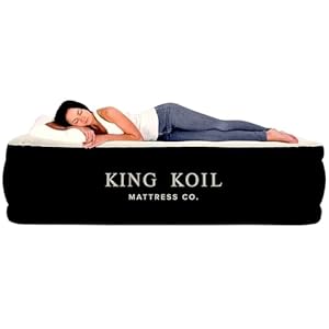 King Koil Luxury Air Mattress Queen with Built in Pump, Integrated Premium Pillow Inflatable Airbed for Guests, Camping & Home (Manufacturer Warranty)