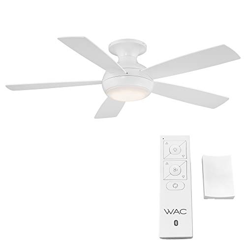 Wac Smart Fans Odyssey Indoor And Outdoor 5-Blade Flush Mount Ceiling Fan 52In Matte White With 3000K Led Light Kit And Remote Control Works With Alexa And Ios Or Android App #TOP1