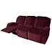 8 Pièces Housse De Fauteuil Relax, Velours Extensible Housse De Chaise Inclinable Doux Housses De Canapé avec Poche Latérale Lavable Couvre pour Canapé pour Salon-Vin Rouge-3 Places