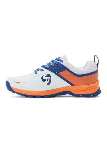 SG Impact Cricket Shoes – White and Orange | Durable, Breathable & High-Performance Design