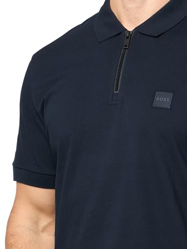 BOSS Men's Patch Logo Zip Up Polo Shirt3