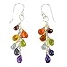 NOVICA Rainbow Multi-Gem Cluster Earrings with Sterling Silver Hooks, Vibrancy'