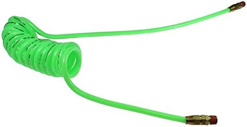 Coilhose Pneumatics PR14-25B-G Flex Coil Polyurethane Coiled Air Hose, 1/4 ID, 25' Length with (2) 1/4 MPT Swivel Fittings, Green