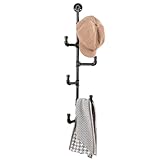 MyGift Industrial Black Metal Pipe Wall Mounted Hat and Coat Rack Tree with 6 Adjustable Arm Hooks, Entryway Hanging Hat Holder Hooks