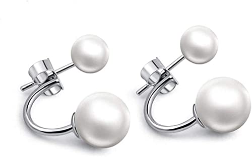 Boucles d'oreilles argent 925 à tige double perle en U chic