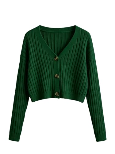 Image of SweatyRocks Women's Long Sleeve Button Front V Neck Soft Cardigan Sweaters