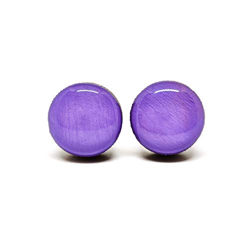 Stud Earrings Set, Lavender Purple, 10 mm, Round Studs for Women Girls Men, Handmade, Stainless Steel Posts for Sensitive Ears, Lightweight Color Dot earrings by Candi Cove Designs