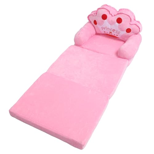 Silla para Niños Pequeños, Lindo sofá para bebé, Diseño Rosa de Princesa Tiara, Plegable, Suave y Cómodo para la Hora de la Siesta (Plegado en tercios)