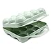 CABLEPELADO - Huevera de plastico para 12 huevos con tapa - caja huevos - cesta transporte - cierre por click - asa transporte - egg box - libre BPA - color verde claro