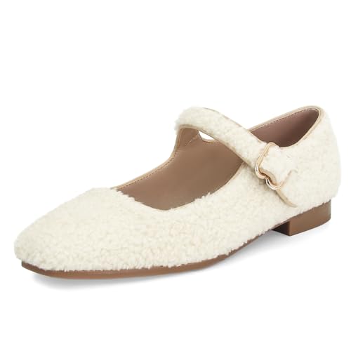 Zapatos de vestir planos Mary Jane DOEYG: alivio y descanso con punta cuadrada de rafia