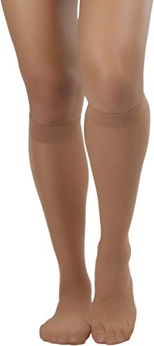 Image of ToBeInStyle Women Pack of 6 Sheer Knee-High Trouser Socks Reinforces Toes