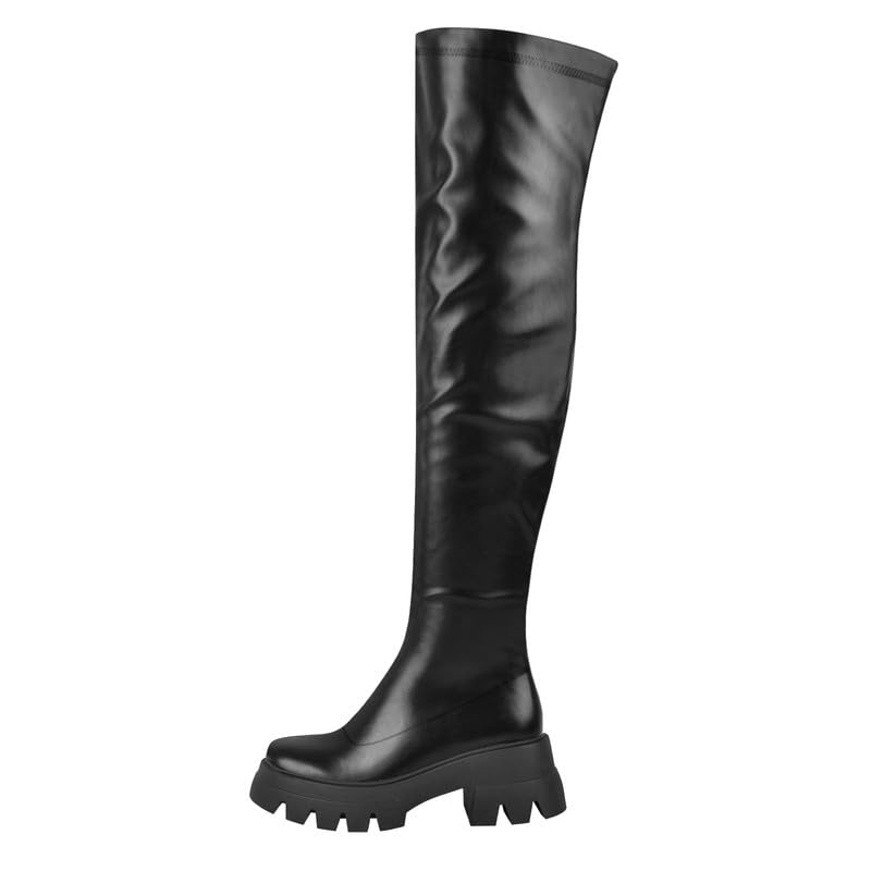 MissHeel Plateau Stretch-Stiefel Elastische Stiefel Overknee Combat Boots Langschaft