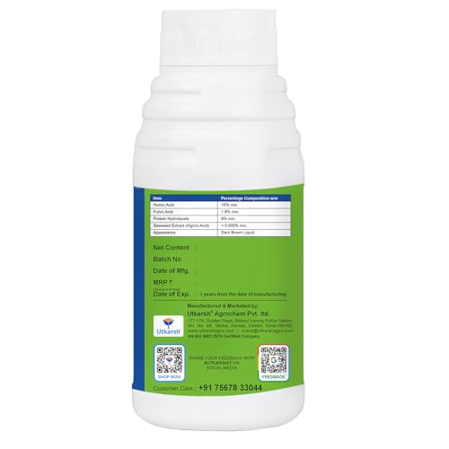 Image of Utkarsh Stress Free - Humic acid, Fulvic acid & Amino Acid Seaweed Extract based Biostimulant, Stimulates Flowering & Fruit Setting, Promotes Vigorous Root & Shoot Growth | 500 ml; Pack of 1