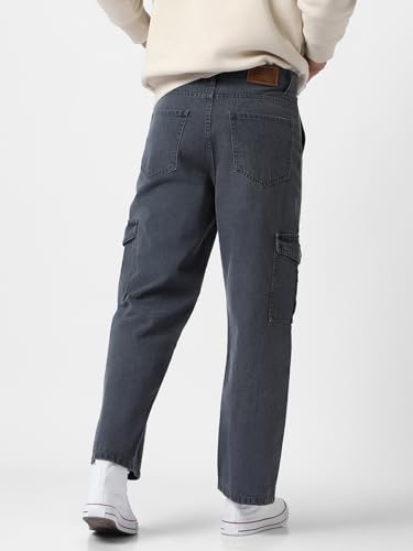 Image of Urbano Fashion Men's Loose Mid Rise Baggy Fit Cargo Jeans with 6 Pockets Non-Stretchable