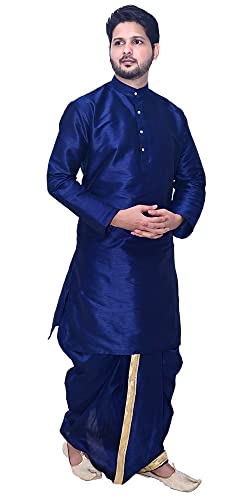 Image of Om Shubh Mangalam Men's Dupion Silk Fancy Dhoti Kurta Set
