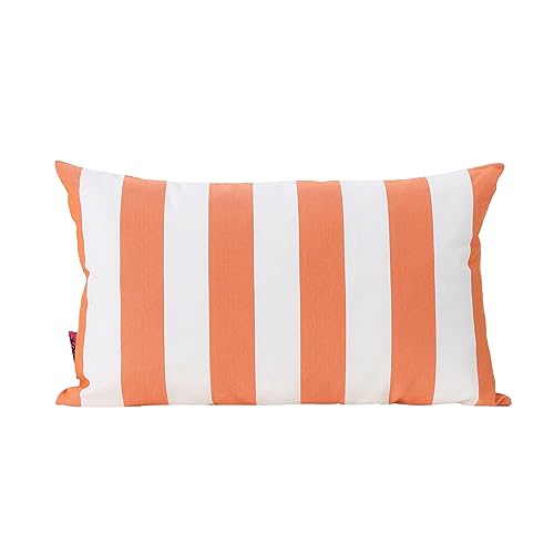 Christopher Knight Home Coronado Outdoor Water Resistant Rectangular Throw Pillows, 2-Pcs Set, Orange / White