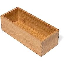 Lipper International Bamboo Wood Utensil Holder Storage Box for Cooking Tools, Makeup, or Office Supplies, 4" x 9 1/4" x 3"