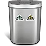 Ninestars DZT-70-11R Automatic Touchless Motion Sensor Semi-Round Trash Can/Recycler, 18.5 Gal. 70 L., Stainless Steel - Image 5