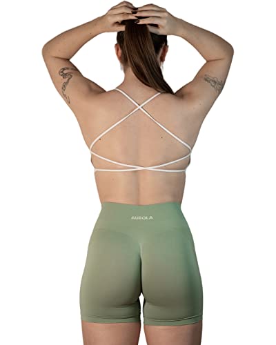 Image of AUROLA Workout Sports Bras Women Athletic Removable Backless Strappy Criss Cross Light Support Gym Fitness Yoga Crop Bra