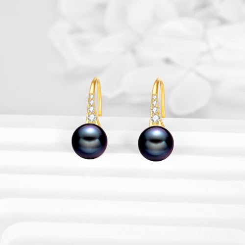 14K Gold Freshwater Pearl Earrings Solid Gold Dangle Drop 8 MM Pearl Earrings Jewelry Gifts for Women (drop)3